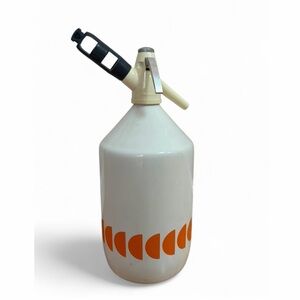 BOC Vintage White & Orange Slice Soda Seltzer Syphon Bottle Canister Barware